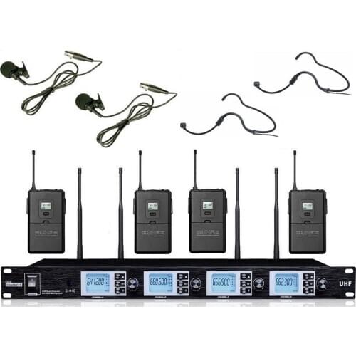 Bolymic 4 channel wireless microphone Lavalier / headset wireless microphone system NEW