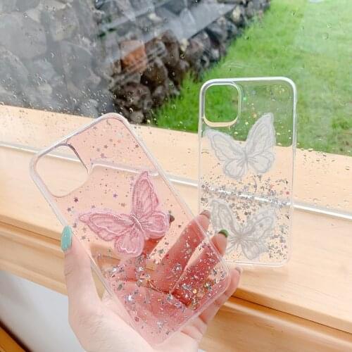 Case For Xiaomi Mi 11 11i 10S 10T Note 10 9 9T CC9E CC9 A3 8 SE Pro Ultra Lite Lace Butterfly Star Transparent Cover