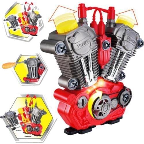 Children Toys simulation Motorcycle Engine Overhaul Play Set With Light Sound DIY Assembly Mechanic Kit Kids Educational Toys
