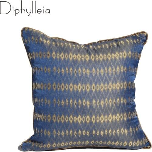 Diphylleia Cushion Cover Mediterranean Simple Modern Style Blue Faux Silk Throw Pillow Case Living Room Sofa Bedroom Bedside