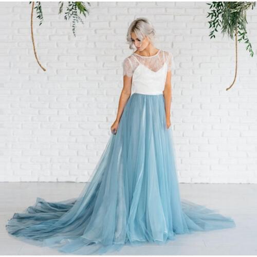 Long Sweep Train Tulle Skirt 2017 Custom Made Tutu Women Skirts For Wedding Fairy Dusty Blue Maxi Long Skirts For Bridal