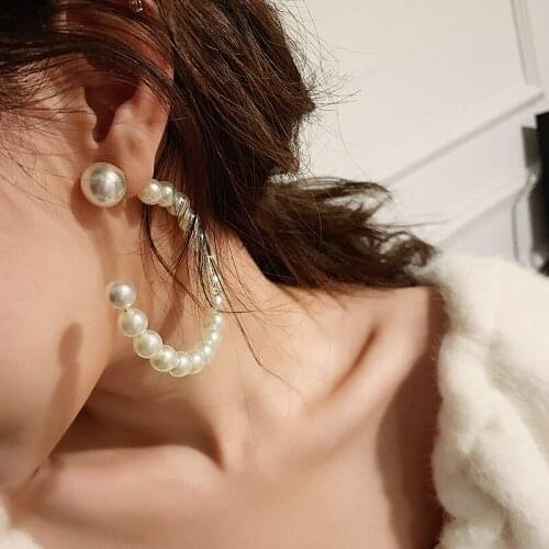 FFLACELL 2020 New Korea Fashion Retro Round C BIG Pearl Earrings Luxury Jewelry for Women Girls Gift Part