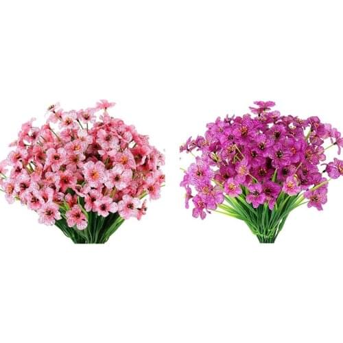 Artificial Flowers for Outdoors, 12 Bundles UV Resistant Fake Flowers for Outside, No Fade Plastic Faux Flowers
