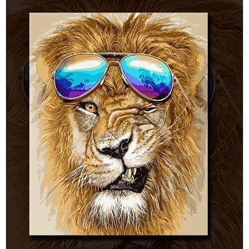 Paint By Number Living Room Kids Room Kit Canvas Wall Art Coloring Acrylic Paint Brush Canvas Diy Gift 40x50cm Animals