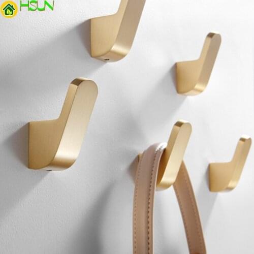 Brass Wall Hook Coat Towel Hooks for Bathroom Gold Copper Kitchen Hook Clothes Hook