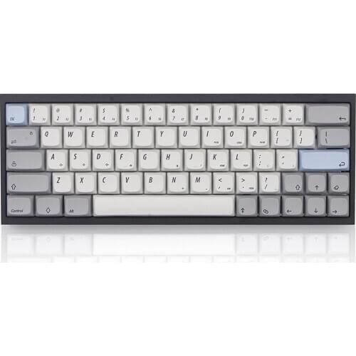 60% 64 Layout Mechanical Keyboard With NP Profile Blue Grey Keycaps Aluminum Positioning Plate Type C Keyboard For Win MACOS