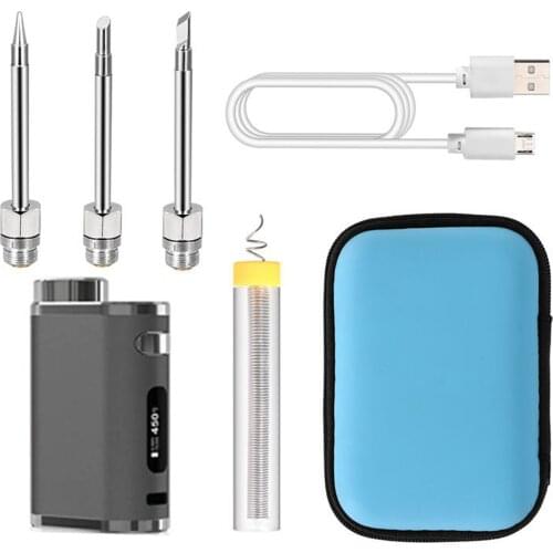 75W Mini Portable Electric Soldering Iron Kit USB Rechargeable 18650 Battery Digital LCD Display Solder With 3Pcs Soldering Tip