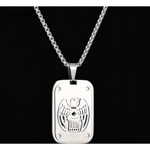 DarkMag Fashion Eagle Hollow Pendant Necklace For Women Men Chain Necklace Stainless Steel Choker Jewelry