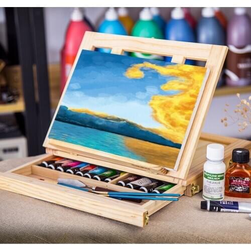 Beech Easel Painting Easel Artist Desk Easel Portable Miniature Desk Folding Easel Table Box Oil Paint Accessories Art Supplies