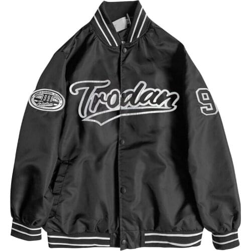 2021 New Arrival Hot Bomber Jacket Brand Clothing Men Embroidery Baseball Pure Stripe Coat Spring Autumn Casual Loose Outerwear