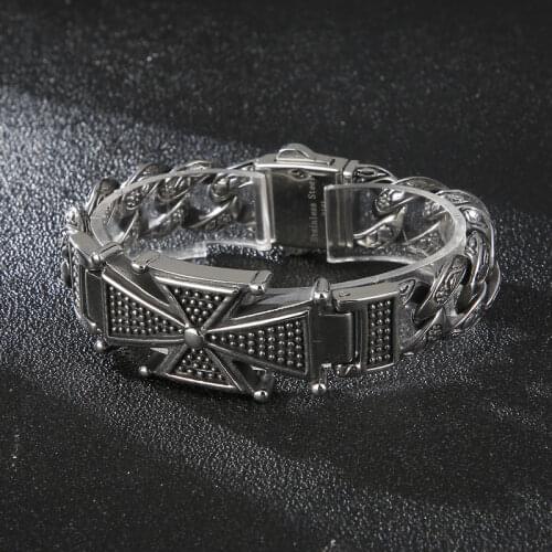 HaoYi 15MM Hip Hop Rock Cuban Mens Bracelet 316L Stainless Steel Fashion Gift