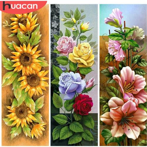 HUACAN 5D DIY Diamond Painting Sunflower Handmade Gift Full Square Diamond Embroidery Rose Mosaic Flower Wall Art Craft Kit
