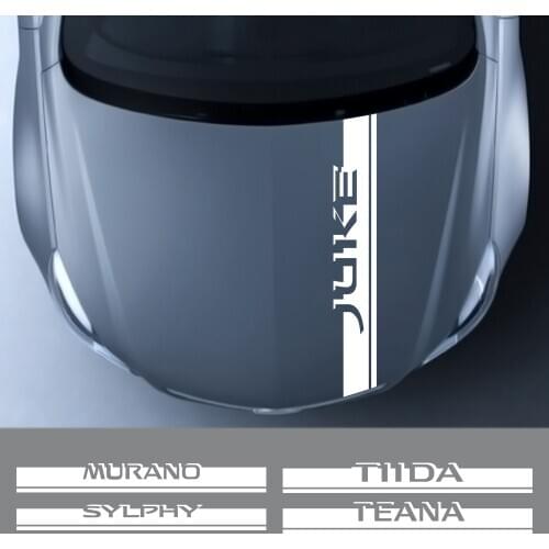 Car Hood Cover Trim Stickers For Nissan Juke Murano Tiida Teana Pulsar Altima Rogue Sylphy Auto Engine Bonnet Decals Accessories