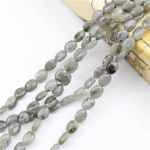 Natural Oval Shape Gemstones Beads Nuggets 8-10mm for Jewelry Making Loose Beads (Labradorite)