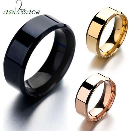 Nextvance 8mm High Polishing Solid Ring Tones 316L Stainless Steel Finger Ring for Men Smart US Size 5-13 Fashion Jewelry
