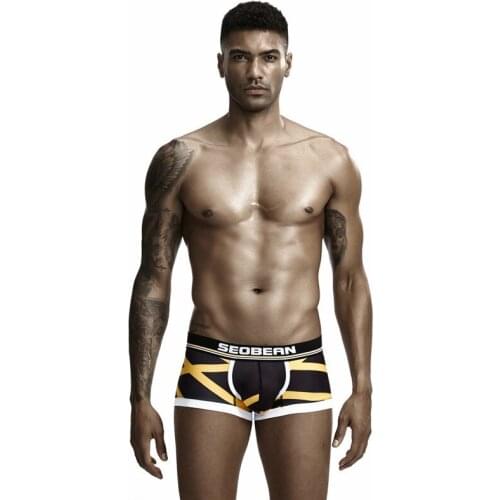 SEOBEAN New Mens Underwear Youth Breathable Slim Boxer Sexy Printing Comfortable Boxers