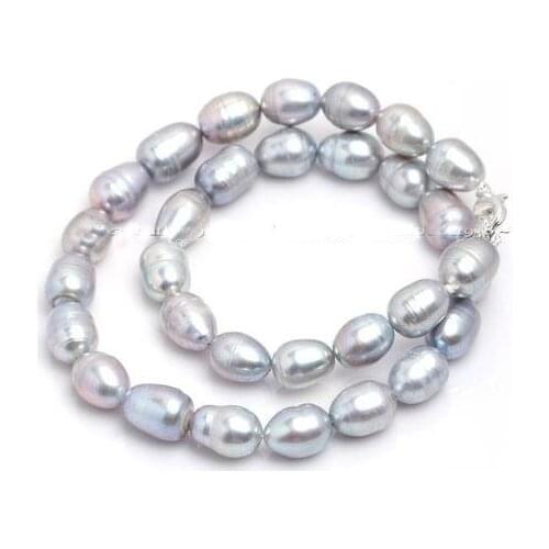 New Arrival Favorite Pearl Necklace Natural Gray Rice Cultured Freshwater Pearl Necklace Fine Jewelry Birthday Party Lady Gift