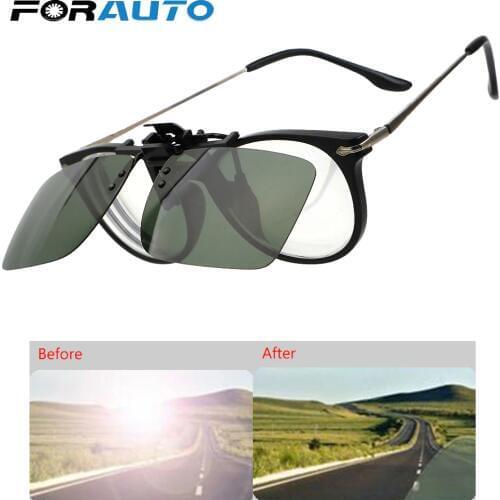 FORAUTO Driver Goggles Clip On Sunglasses Driving Night Vision Lens Polarized Sun Glasses Anti-UVA UVB Interior Accessories