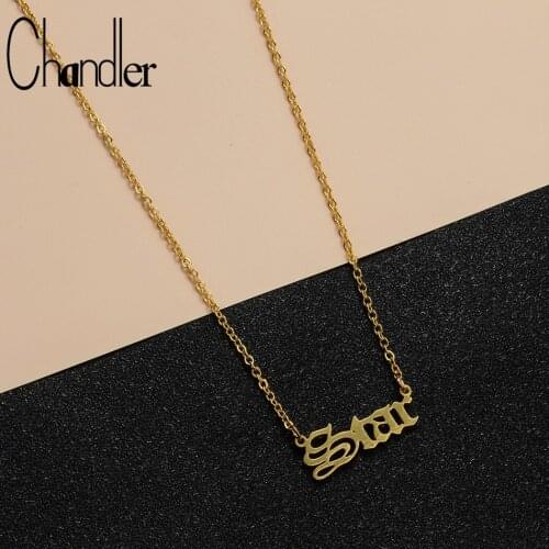 Chandler Star Letter Pendant Necklace Gold Silver Plated Minimalist Clavicle Choker For Women Jewelry Chain Collares Gift