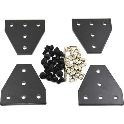 Corner Bracket Plate with Screws and T Nuts, 5-Hole Tee Outside Joining Plate for 2020 Series Aluminum Profile 3D Printer Frame