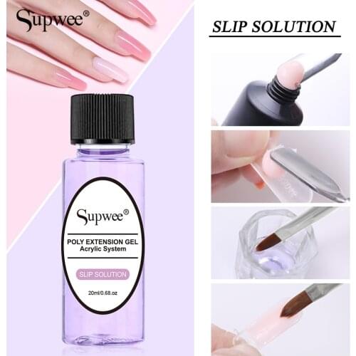 SUPWEE 20ML Poly Nail Slip Solution Gel Quick Builder Clear Acrylic Liquid Gel Nails Accessories for Nail Extension