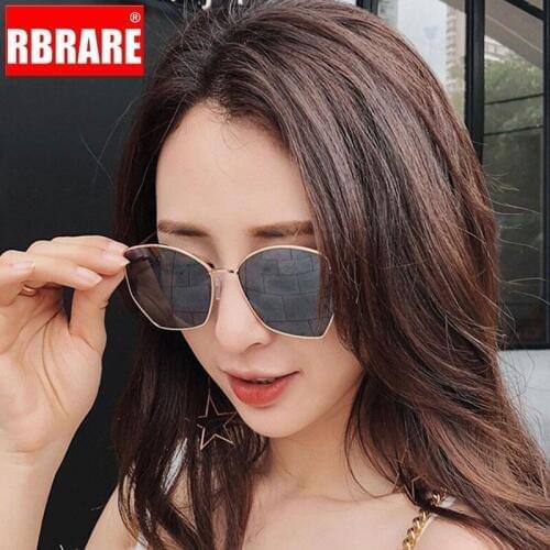 RBRARE New 2021 Large Frame Gradient Sunglasses Women Vintage Metal Luxury Irregular Glasses Retro Oculos De Sol Feminino UV400