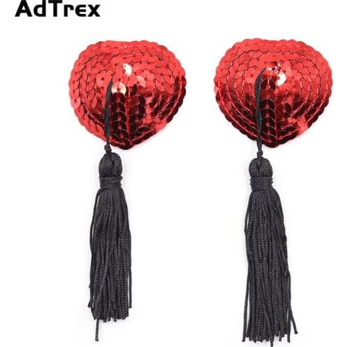 Sex Iingerie Nipple Covers Invisible Traceless Breast Stickers Silicone Bra Tassel Heart-Shaped Sequins Erotic Adult Toys