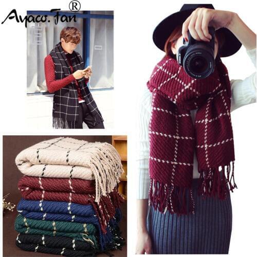 Scarf for Women & Man Plaid Fashion 2019 Women Winter Black Warm Scarves Shawls Stoles Blanket Mujer Scarf For Lover Gift