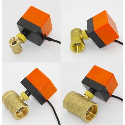 12V/24V/220V Electric Motorized Ball Valve 2-Way 3-Wire Brass Actuator Air-conditioning Controller 2-Way-Control Ball Valve
