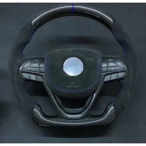 Cuatomized Real Carbon Fiber Sports Steering Wheel Alcantara Leather compatible for Jeep Commander 2017-2020 Grand Cherokee