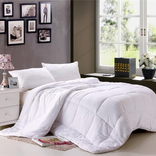 Twin Queen size Adults Kids White Stripe Soft Warm Comforter Imitate silk filling Quilted Throw Blanket Duvets cover filler
