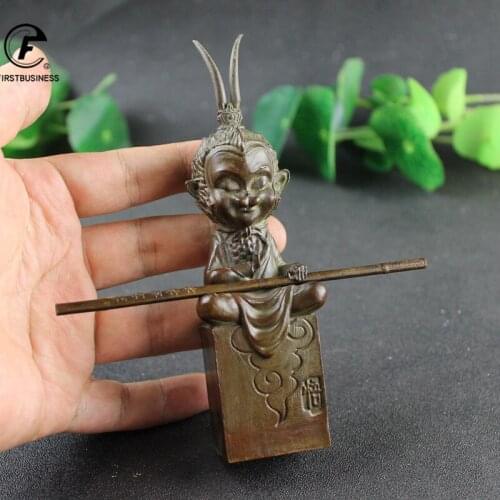 Consecrated Retro Brass Statue of Monkey King Chinese Legend Fighting Buddha Home Decor Feng Shui Ornaments Gifts Car Decoration