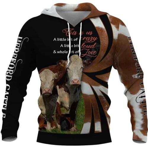 Hereford Cattle 3D Hoodies Printed Pullover Men For Women Funny Animal Sweatshirts Fashion Cosplay Apparel Sweater