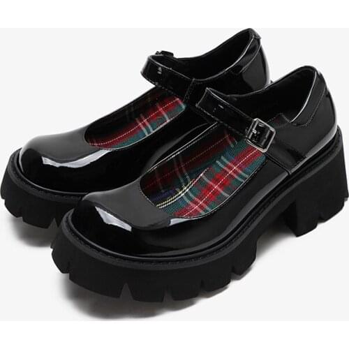 Mary Janes Shoes Women Lolita Shoes Star Buckle Strap Platform Shoes Patent Leather Girls Shoes Rivet Casual Shoes Woman