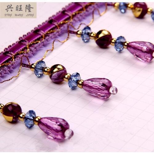 XWL 12M/Lot Crystal Beads Lace Decor Curtain Lace Accessories For Drapery DIY Sewing Tassel Fringes Trim Ribbons DIY Home Decor