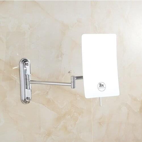 Bath Mirrors 3 Magnifying Mirrors Wall Wounted Cosmetic Makeup Mirror Brass Chrome Square Beauty Folding Bathroom Mirror 1303