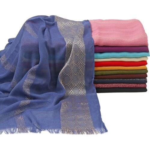 New Fringed Spring and Autumn Cotton Long Gold Diamond Shawl 2021 Gold Silk Monochrome Scarf Pashmina Four Seasons Go Shopping