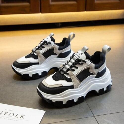 Women Chunky Sneakers Thick Bottom Platform Vulcanize Shoes Fashion Breathable Casual Running Shoe for Woman Female 2021