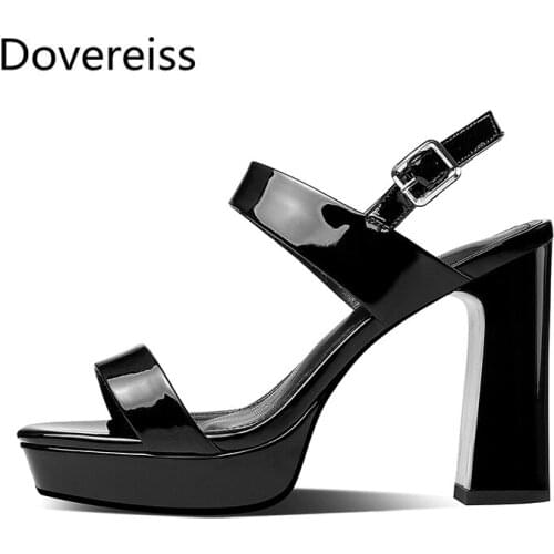 Dovereiss Fashion Summer Womens Shoes Waterproof Elegant Waterproof Buckle Block heels Femmes Buckle Sandales Consice 34-39