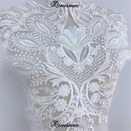 1Pc High-end Ivory Embroidered Beaded Sequins Chest Back Decorative Flower Apparel Skirt Wedding Dress diy Lace Applique Sewon
