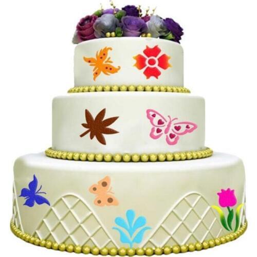 1PC Christmas Cake Stencil DIY Plastic Cake Cookie Butterfly Flower Spray Stencils Birthday Cake Mold Decorating Cake Tools