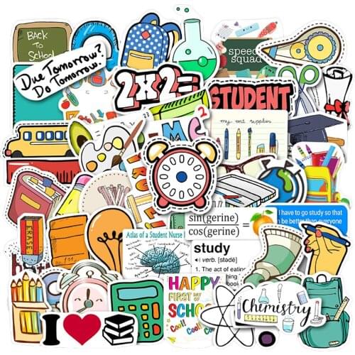 10/30/50PCS School Student Supplies Cartoon Stickers Skateboard Fridge Guitar Laptop Motorcycle Travel Luggage Joke Stickers