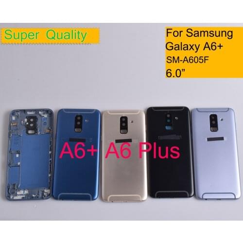 10Pcs/Lot For Samsung Galaxy A6+ A6 Plus SM-A605F Housing Battery Cover Back Cover Case Rear Door A605 Chassis Shell Replacement