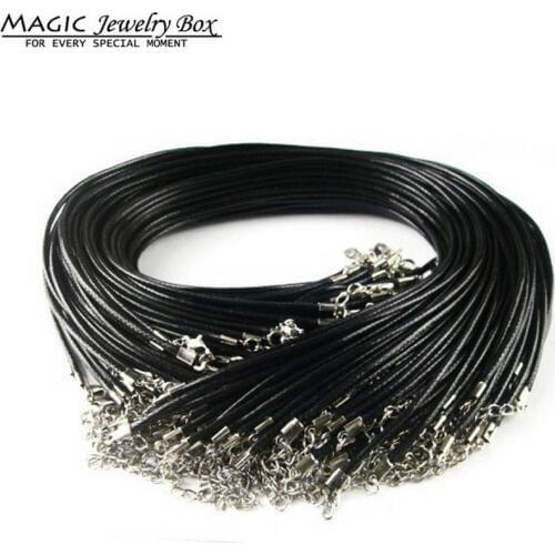 100pcs/lot DIY Black Leather Rope Chain Necklace Women Handmade Wax Cord Choker Necklace For DIY Jewelry Making Accessories