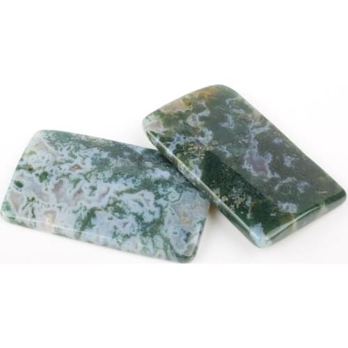 2pcs / bag natural stone 35 * 58 * 6mm rectangular green grain stone pendant jewelry making DIY necklace jewelry accessories