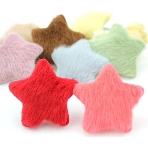 24Pcs 4.5cm big size Plush Star Padded Appliques for Childrens crafts hair Clip DIY Handmade Headwear clothes patch Decoration
