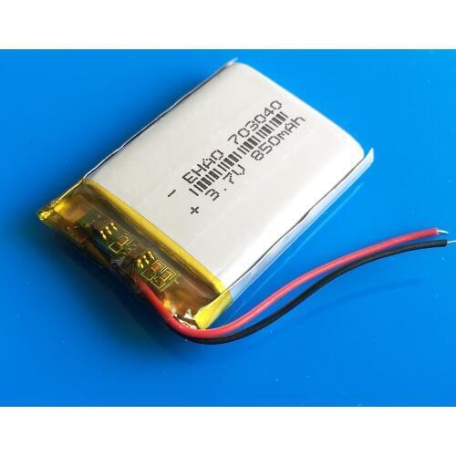 3.7V 850mAh 703040 lipo polymer lithium rechargeable li ion battery for MP3 MP4 GPS DVD bluetooth recorder headset e-book camera