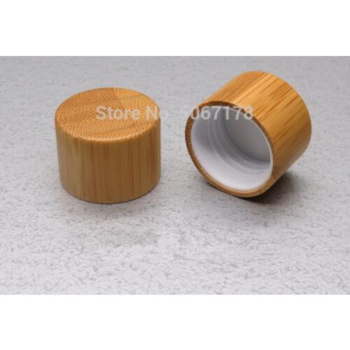 30pcs 20/24/28R 410 Bamboo Screw Cap Lid For Plastic Cosmetic Liquid Bottles Makeup Refillable Containers