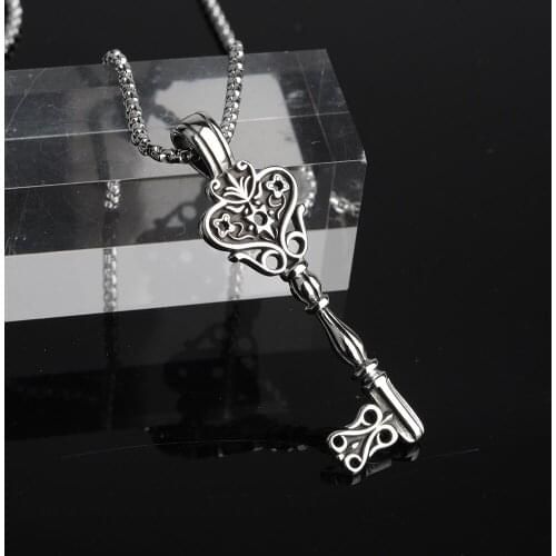 316L Stainless Steel Silver Color Treasure Magic Key Choker Necklaces For Women Jewelry Gift Drop Shipping Wholesale