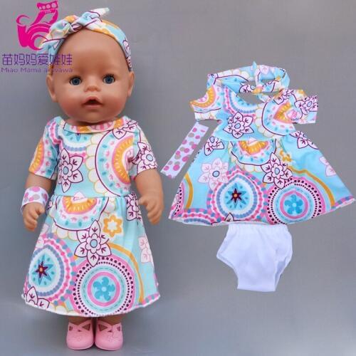 40-43cm Baby New Born Doll Posmia Dress Handbands Wrist Underwear 18 Inch Girl Doll Dress Four In One Set